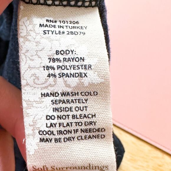 Soft Surroundings Perfect Layer Jersey Knit Dolman Sleeve Dress Navy Size XL - Picture 8 of 9